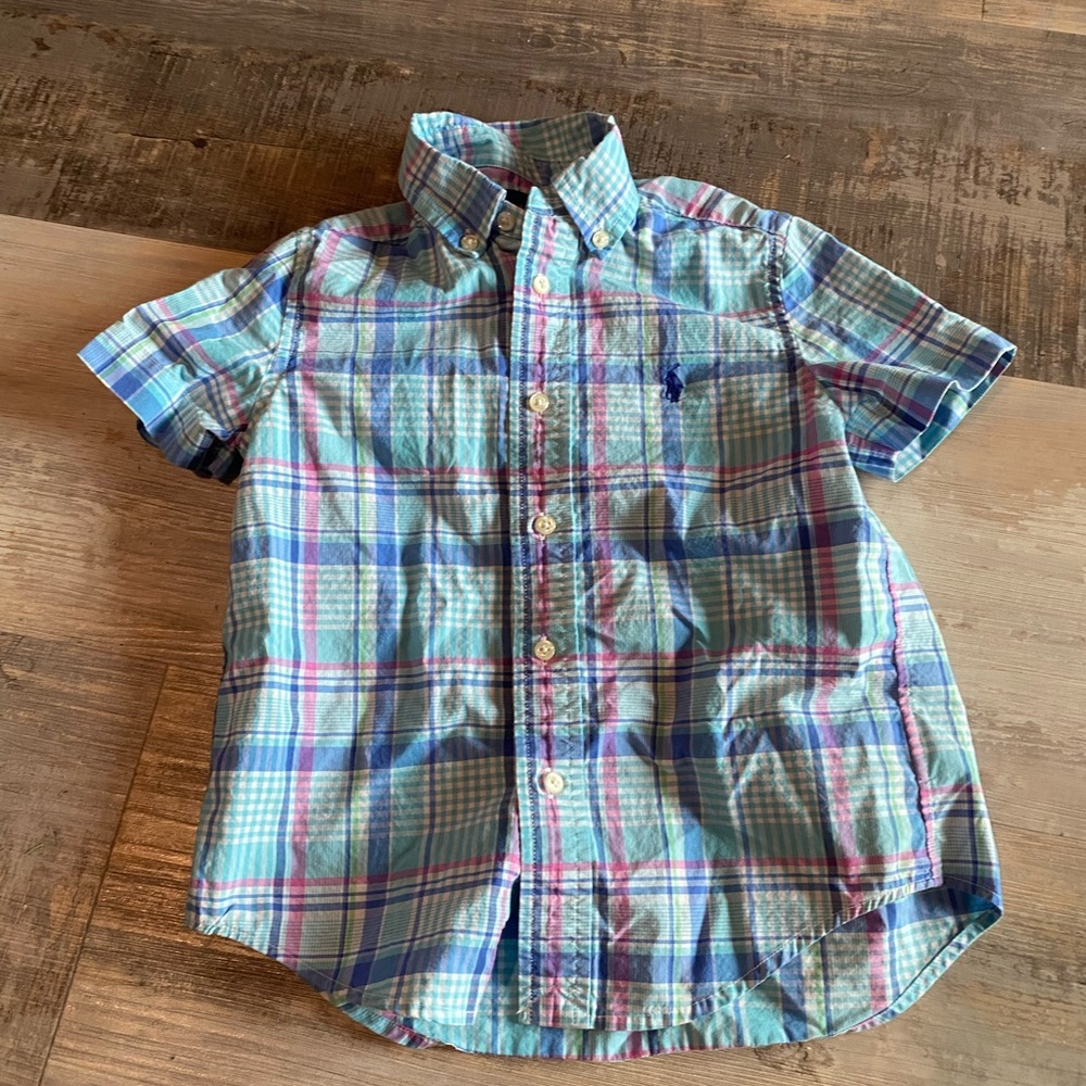 Ralph Lauren Blue and Pink Button Down Shirt